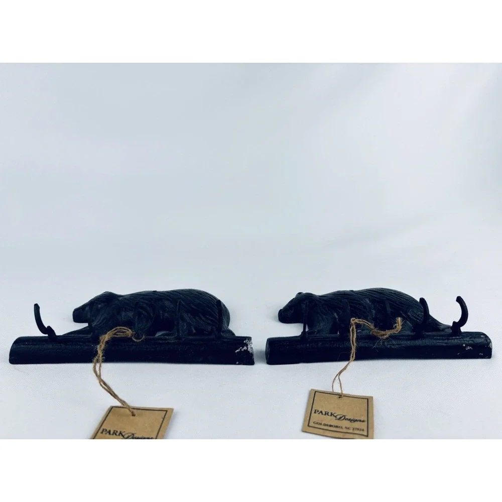 Lot Of 2 Cast Iron Bear Coat - Keys Hanger With 5 Hooks - NWT - Read